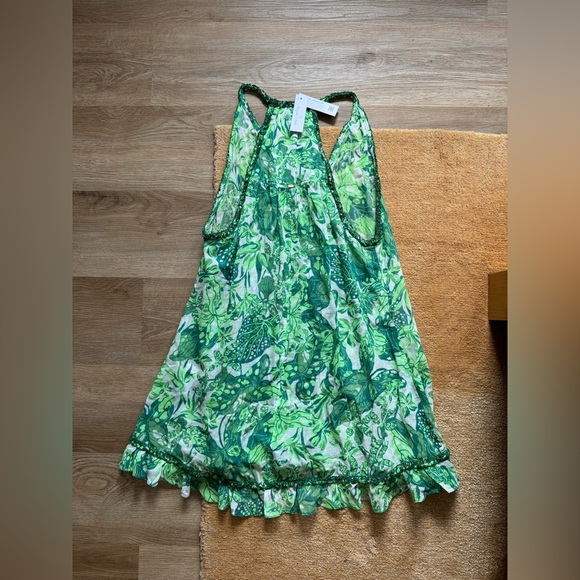 NWT Poupette St Barth Mini Dali Cotton Sari Gauze Dress Green Jengel - Picture 12 of 13